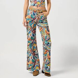 Free People x Wrangler High-Rise Printed Flare Jeans in Latigo Print